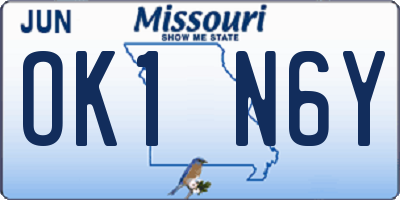 MO license plate OK1N6Y