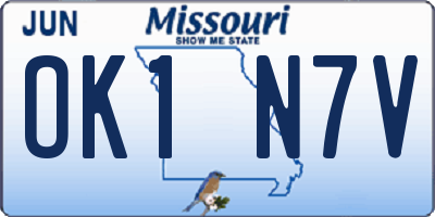 MO license plate OK1N7V