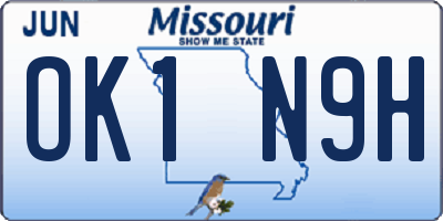 MO license plate OK1N9H