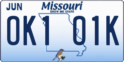 MO license plate OK1O1K