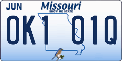 MO license plate OK1O1Q