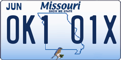 MO license plate OK1O1X