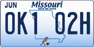 MO license plate OK1O2H