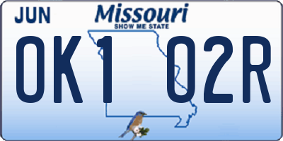 MO license plate OK1O2R