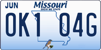 MO license plate OK1O4G