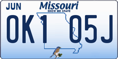 MO license plate OK1O5J