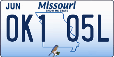 MO license plate OK1O5L