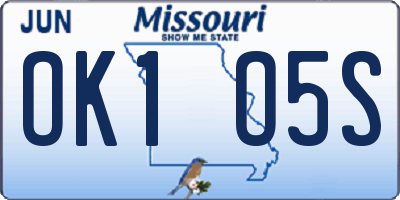 MO license plate OK1O5S