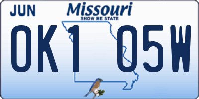 MO license plate OK1O5W