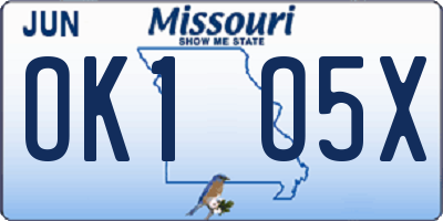 MO license plate OK1O5X