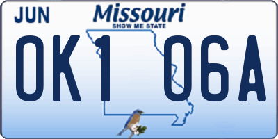 MO license plate OK1O6A