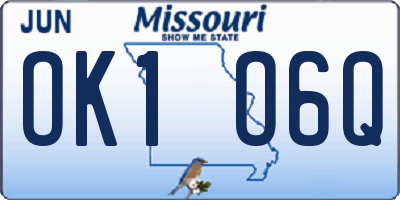 MO license plate OK1O6Q