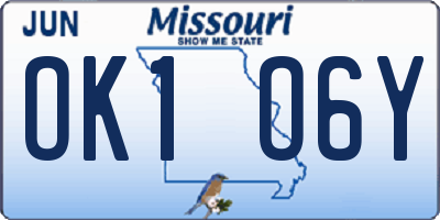 MO license plate OK1O6Y