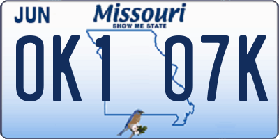 MO license plate OK1O7K