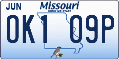 MO license plate OK1O9P