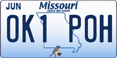 MO license plate OK1P0H