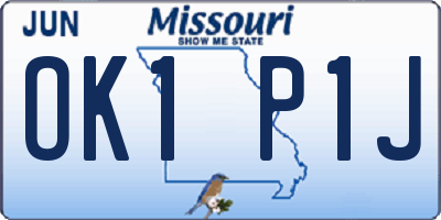 MO license plate OK1P1J
