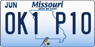 MO license plate OK1P1O