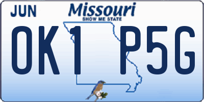 MO license plate OK1P5G