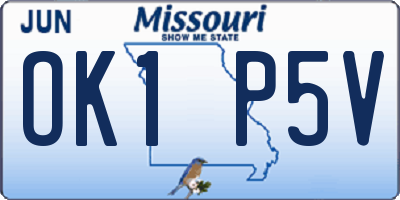 MO license plate OK1P5V
