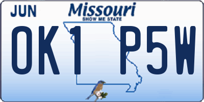MO license plate OK1P5W