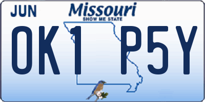 MO license plate OK1P5Y