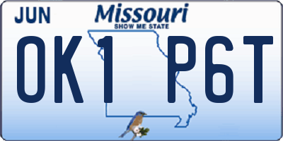 MO license plate OK1P6T