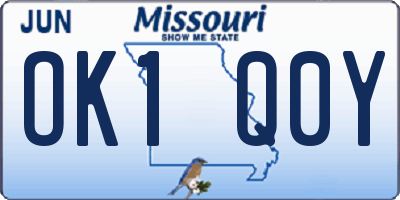 MO license plate OK1Q0Y