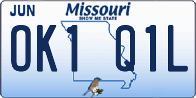 MO license plate OK1Q1L