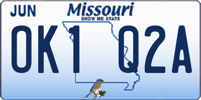 MO license plate OK1Q2A