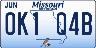 MO license plate OK1Q4B