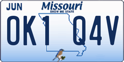 MO license plate OK1Q4V