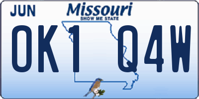 MO license plate OK1Q4W