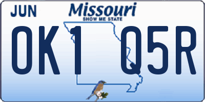 MO license plate OK1Q5R