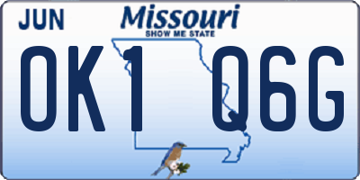 MO license plate OK1Q6G