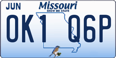 MO license plate OK1Q6P