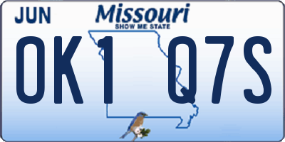 MO license plate OK1Q7S