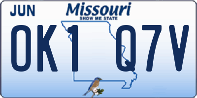 MO license plate OK1Q7V