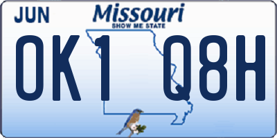 MO license plate OK1Q8H
