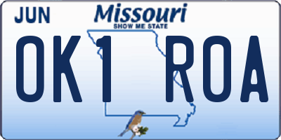 MO license plate OK1R0A