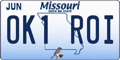 MO license plate OK1R0I