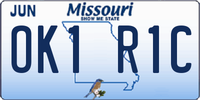MO license plate OK1R1C