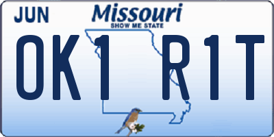 MO license plate OK1R1T