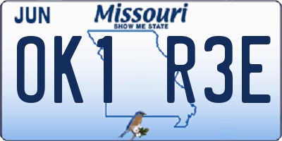 MO license plate OK1R3E