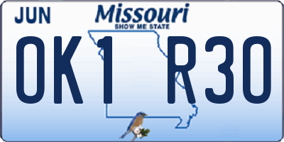 MO license plate OK1R3O