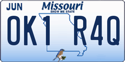 MO license plate OK1R4Q
