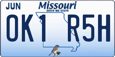 MO license plate OK1R5H