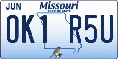 MO license plate OK1R5U