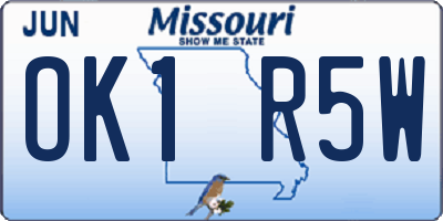 MO license plate OK1R5W