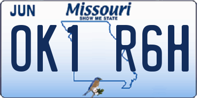 MO license plate OK1R6H